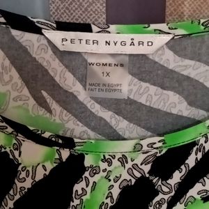 FINAL PRICE PETER NYGARD green black and white animal print blouse Size 1X